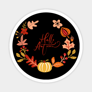 Hello Autumn Simple Pumpkin Design Magnet